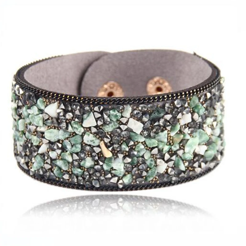 Женский кожаный браслет ZOSHI ювелирное изделие с цветными натуральными