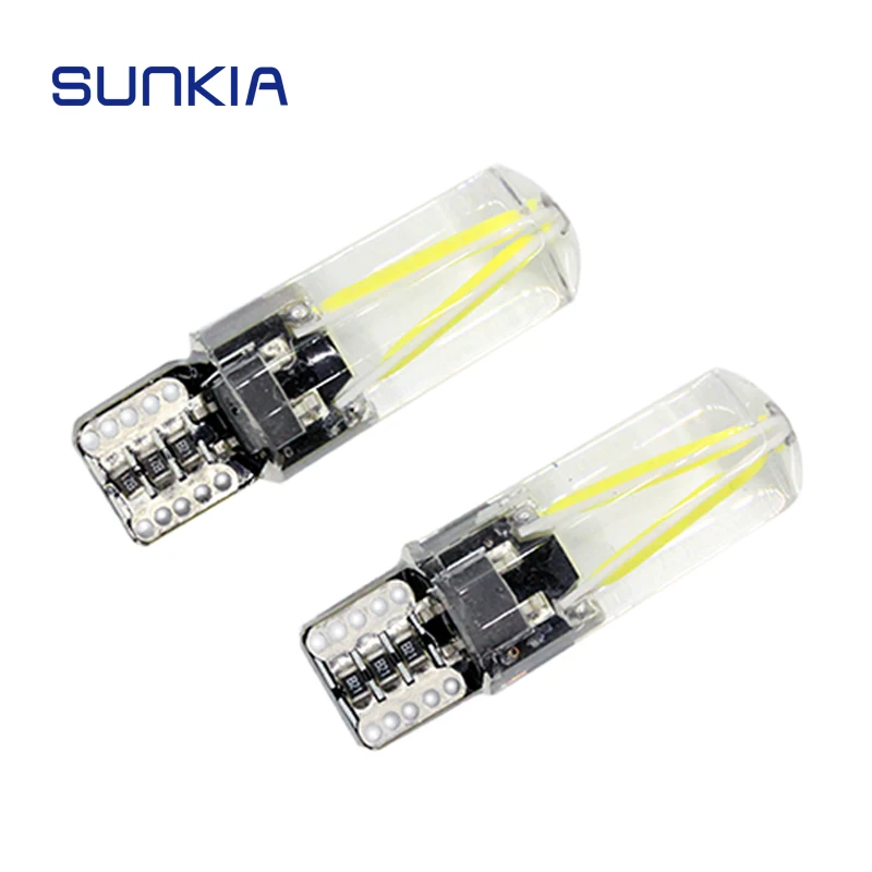 

SUNKIA 2Pcs/Pair LED Bulb W5W T10 LED Car Interior Light 194 168 COB Silcone Auto Filament Lamp 12V White/Red/Blue/Green/Yellow