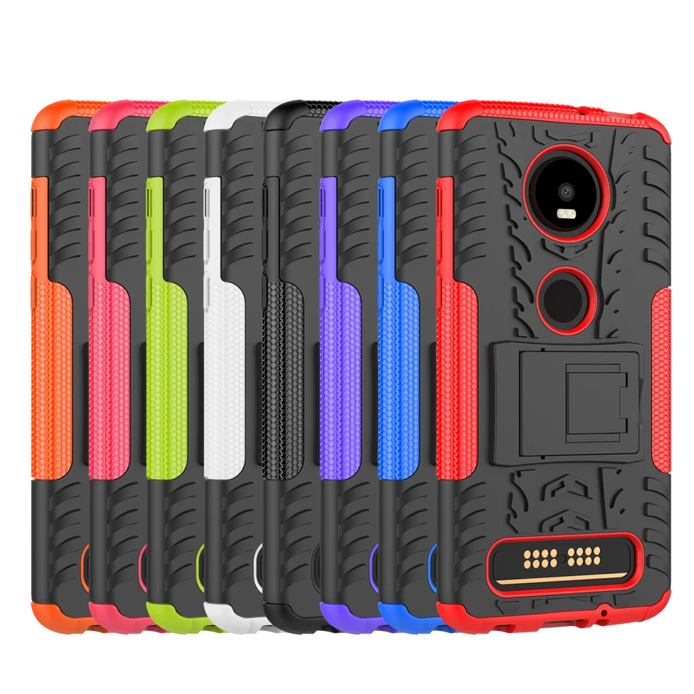 Противоударный бронированный чехол для Motorola Moto Z4 Play антидетонационный Kicstand