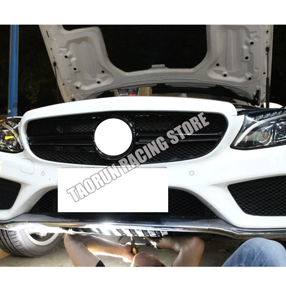 Для AMG Style W205 Черная передняя решетка гриля для Benz C180 C200 C220 C250 C300 спортивный бампер