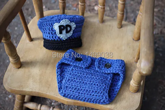 Вязаная крючком полицейская шляпа комплект для фотосъемки новорожденная