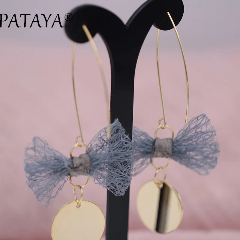 PATAYA Новые поступления серых золотых сережек с круглыми пайетками 585|dangle long