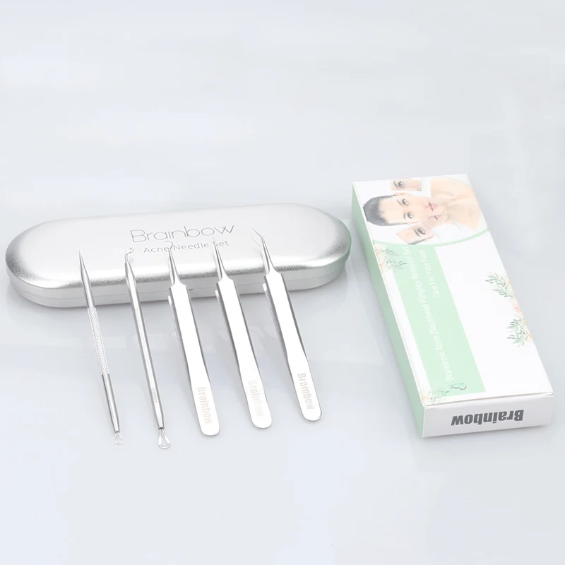 

Brainbow 5piece/Box Blackhead Remover Face Skin Care Tools Blackhead&Blemish Pimples Removers Acne Treatment Blackhead Tweezers
