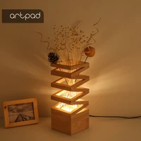 7w led lamp night light 3 color temperature wooden vase led desk lamp for flower arrangement for bedroom bedside living room