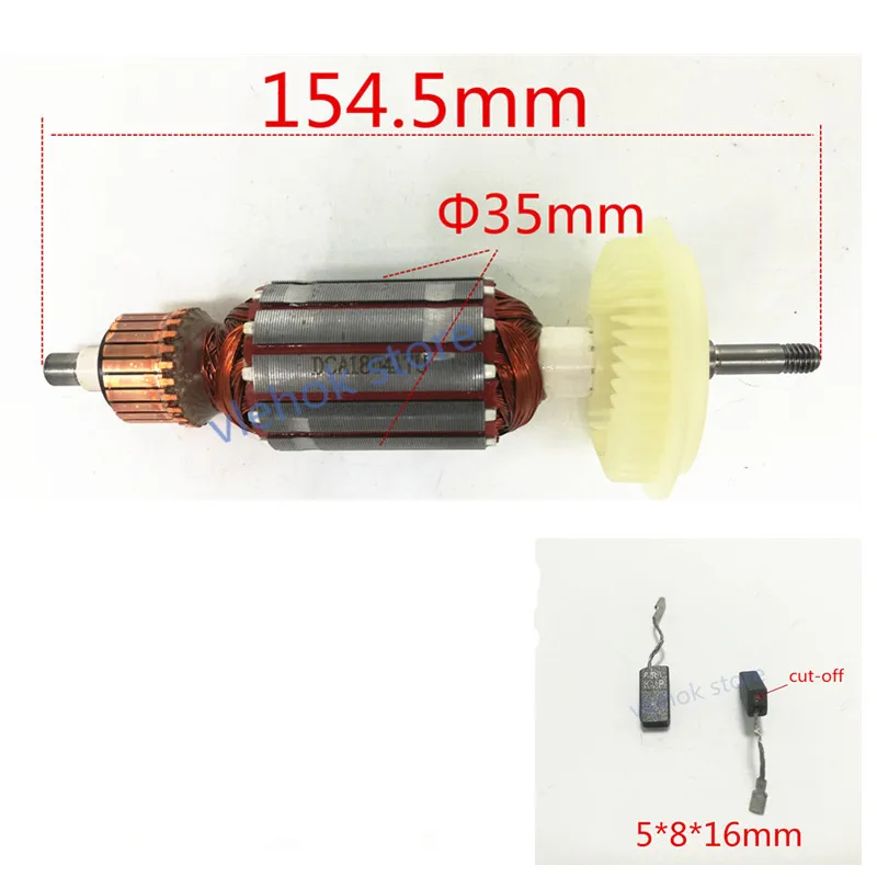 AC220-240V ротор якоря заменить для Bosch GWS6-100 GWS6-115 GWS6-125 GWS6-100E GWS6-115E GWS600 GWS660 GWS670 GFF22A EHS6-115 - Цвет: Rotor    Brush