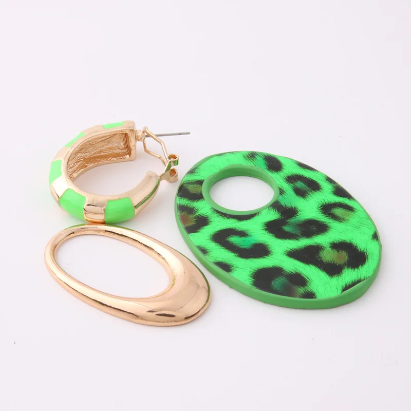 Женские флуоресцентные кожаные серьги NeeFu WoFu большие овальные висюльки