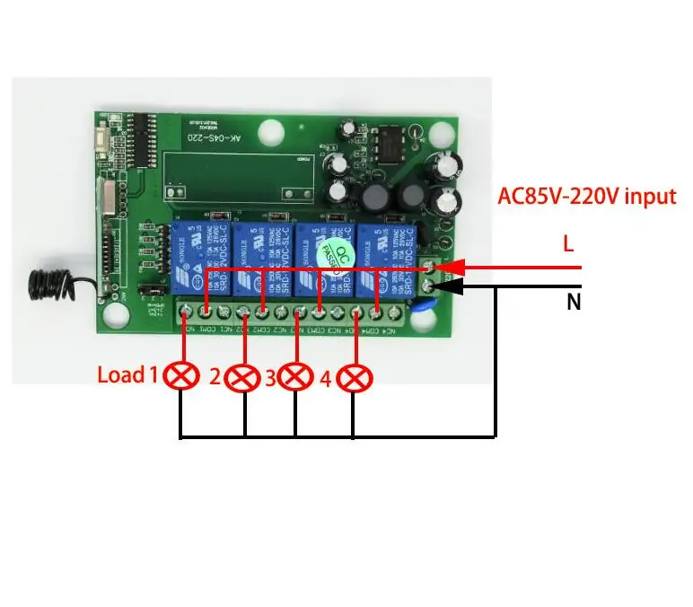 433 м/315 м AC 85 В ~ 250 110 220 4CH RF Беспроводная система дистанционного