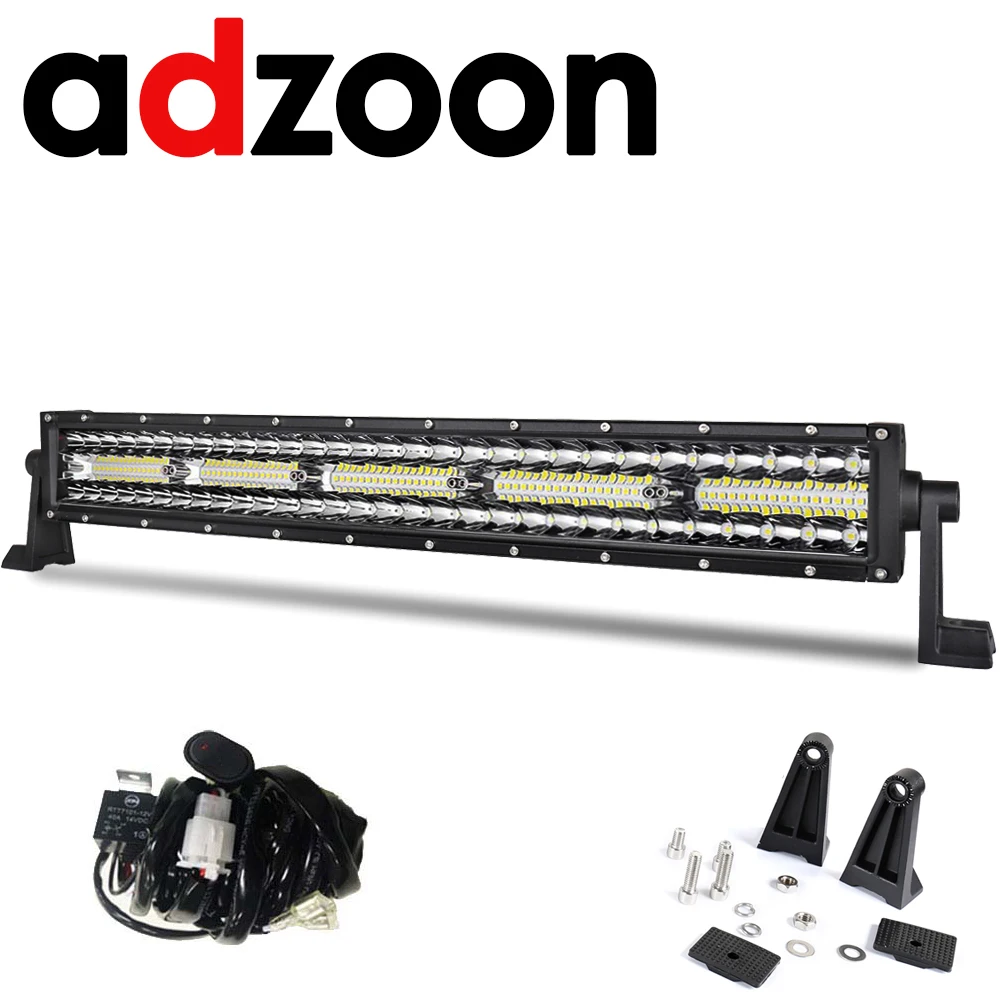 ADZOON 23 дюйма триплерные рядки внедорожные светодиодные световые панели 7D 300 Вт