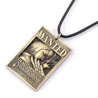ms jewelry one piece wanted poster necklace robin warrant pendant necklace friendship men women anime choker accessories