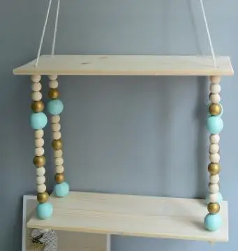 only shelf color 3 Украшение для детской комнаты деревянная полка для детской комнаты деревянные крючки настенная деревянная полка для детской комнаты для мальчиков и девочек настенная декоративная полка - Цвет: only shelf color 3