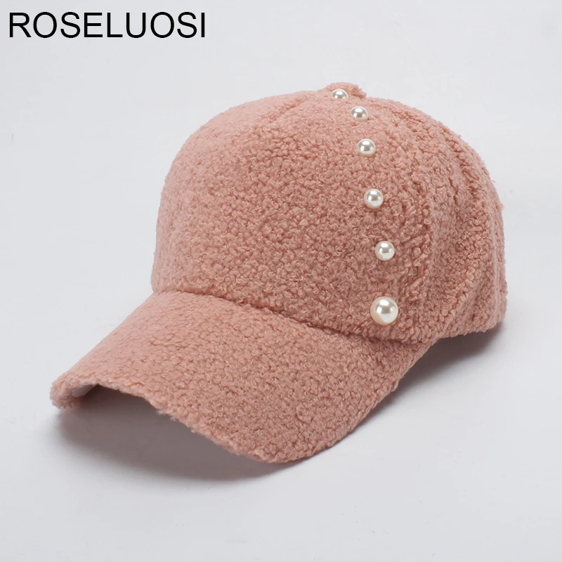 Roseluosi Для женщин зимние Бейсбол Кепки толстый теплый флис Snapback шляпа моды Цвет