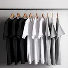 Черно-серая белая футболка из 100% хлопка, новая модная мужская Однотонная футболка с круглым вырезом, Классическая мужская футболка