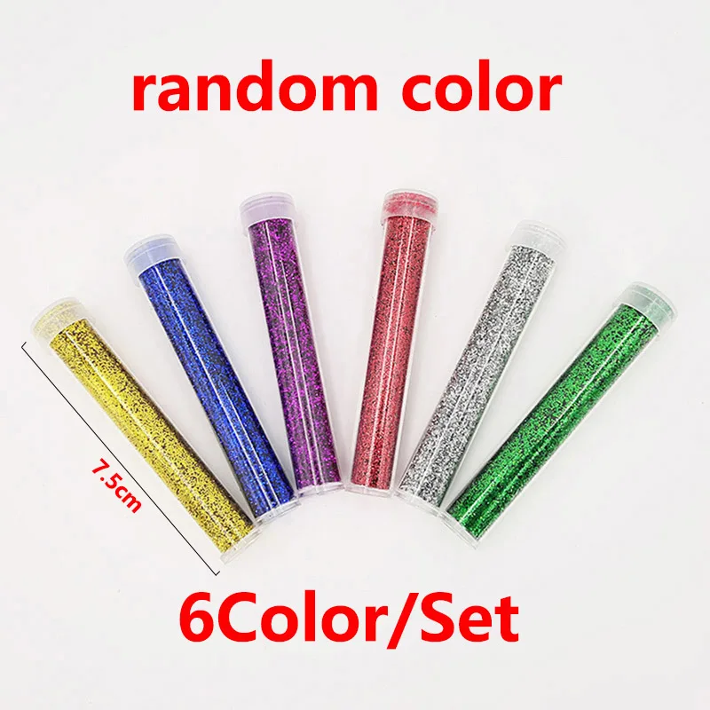 6pcs Glitter Powder Пушистый Floam Slime Набор для изготовления пластилина, Набор для изготовления кристаллов, полимерная глина для детских подарков, Детская образовательная глина, игрушка - Color: 6pcs Glitter Powder