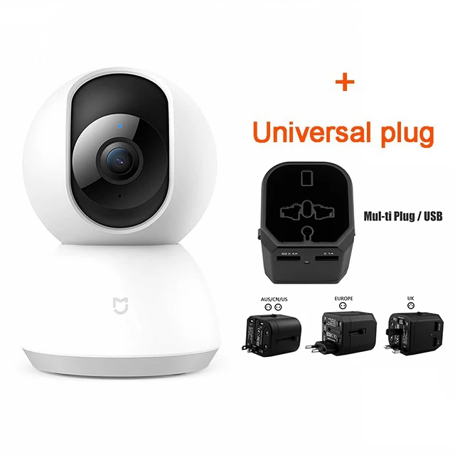 Add Universal Plug Обновленная версия Xiaomi Mijia 1080P HD Смарт ip-камера WiFi панорамирование ночного видения 360 угол видео веб-камера мониторинг для детской безопасности - Цветной: Add Universal Plug