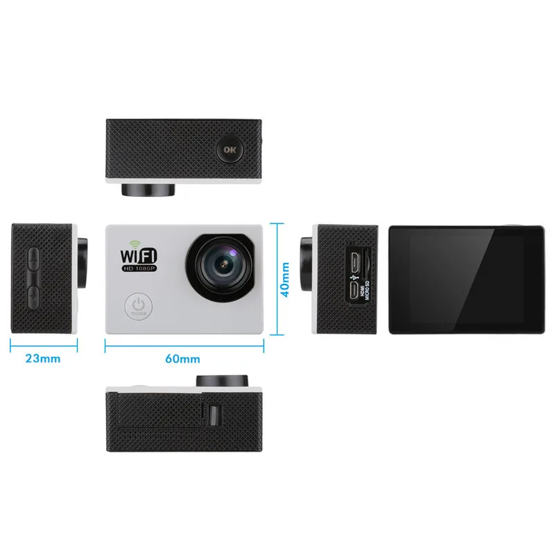 4 К 1080 P/30fps мини шлем Cam Wi Fi 2 0 &quot170D Водонепроницаемый Спорт Камера видеокамера Pro