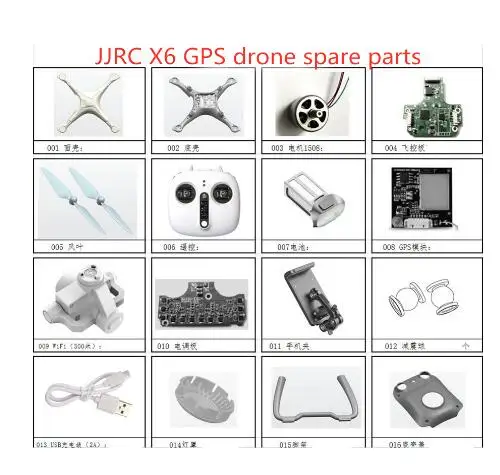 

JJRC X6 GPS RC Квадрокоптер Дрон запасные части лопасти и двигатель корпус панель управления полетом GPS ESC посадочная камера абажур и т. д.