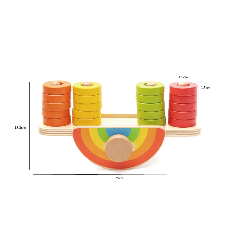

Montessori colorful wood rainbow building blocks balance game enlightenment early education toys baby toys children's day gift