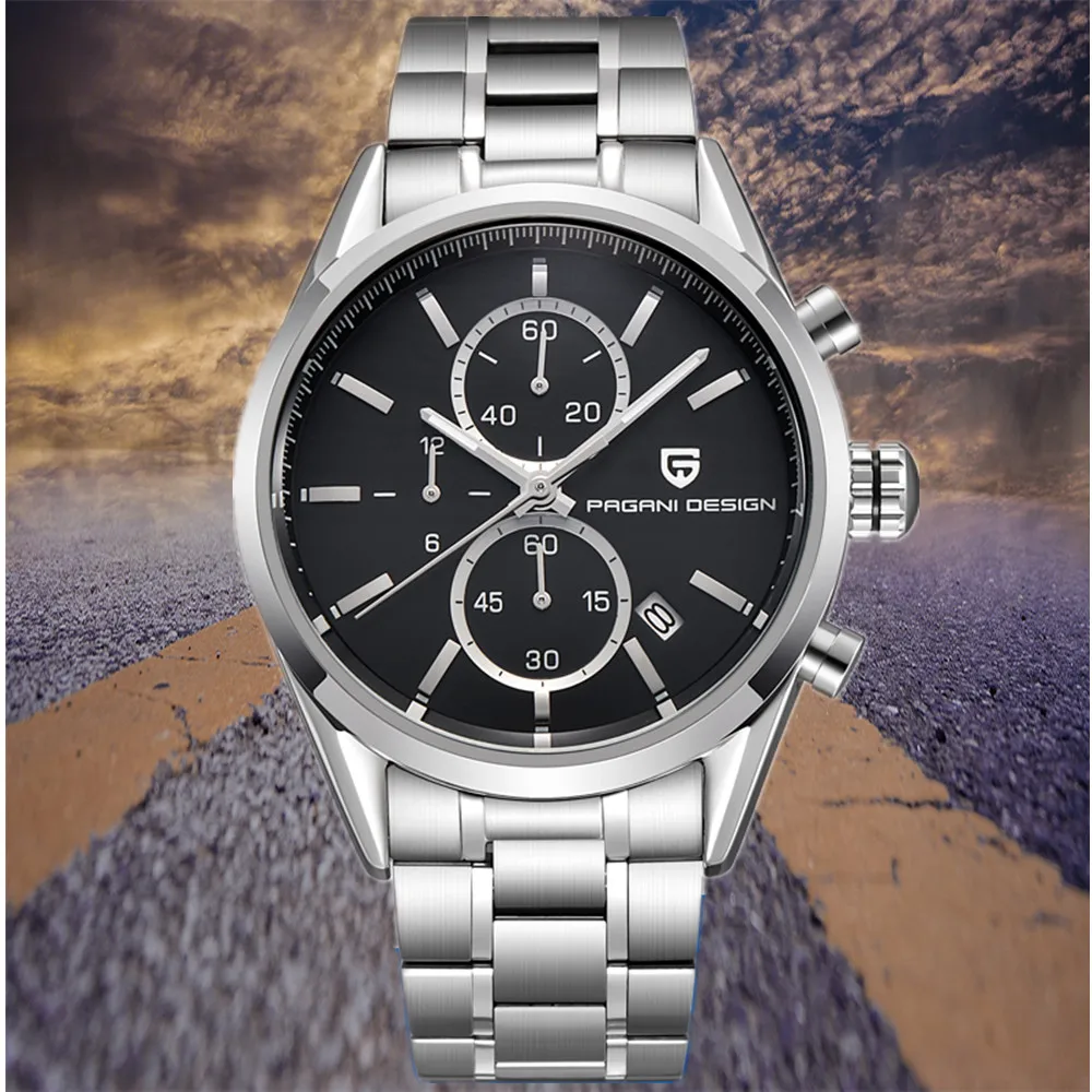 

PAGANI DESIGN Luxury Brand Chronograph leather Watches Men Sports Waterproof Quartz Military Watch Clock Men Relogio Masculino