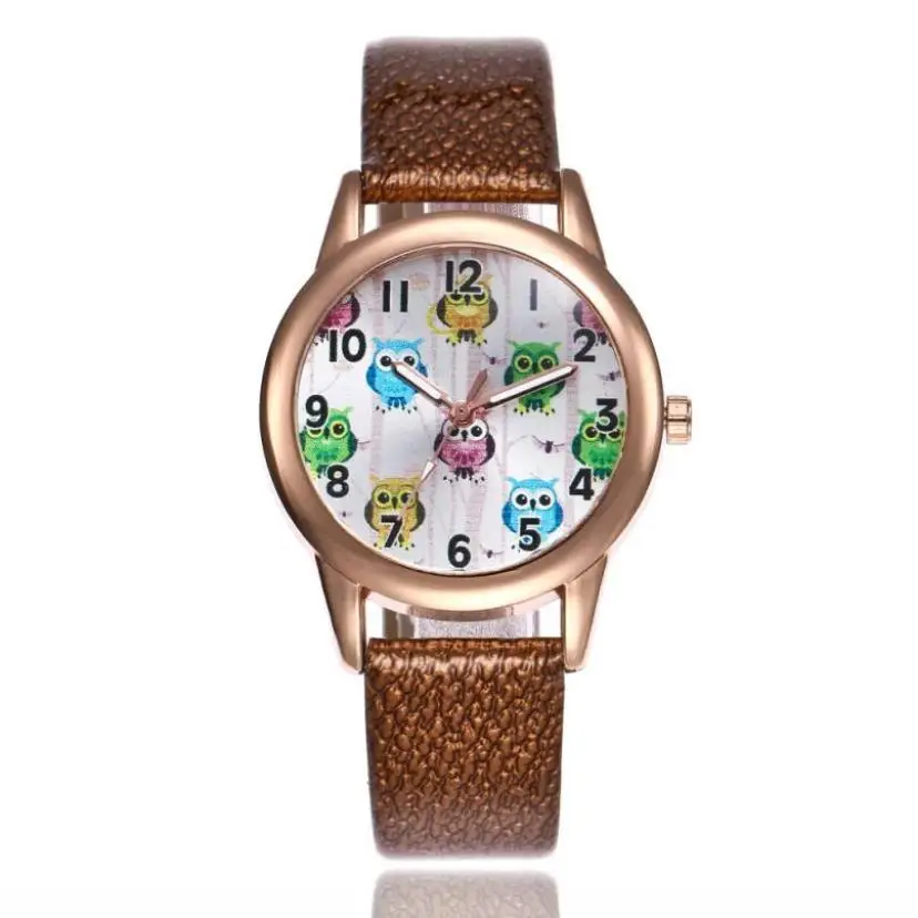 

Timezone #301 Cute Owl Women Fashion Leather Band Analog Quartz Round Wrist Watch Watches