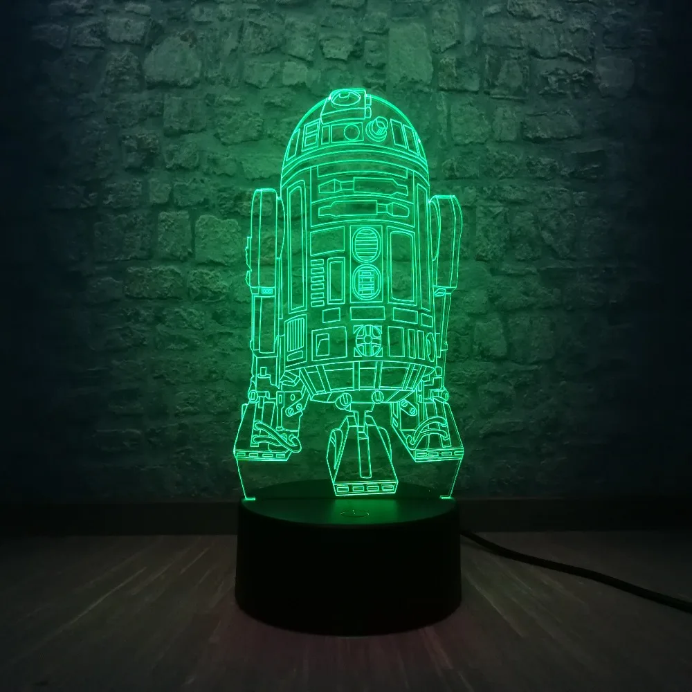 3D Светодиодная настольная лампа Звездные войны Warship R2D2 робот ракета модель Touch USB 7