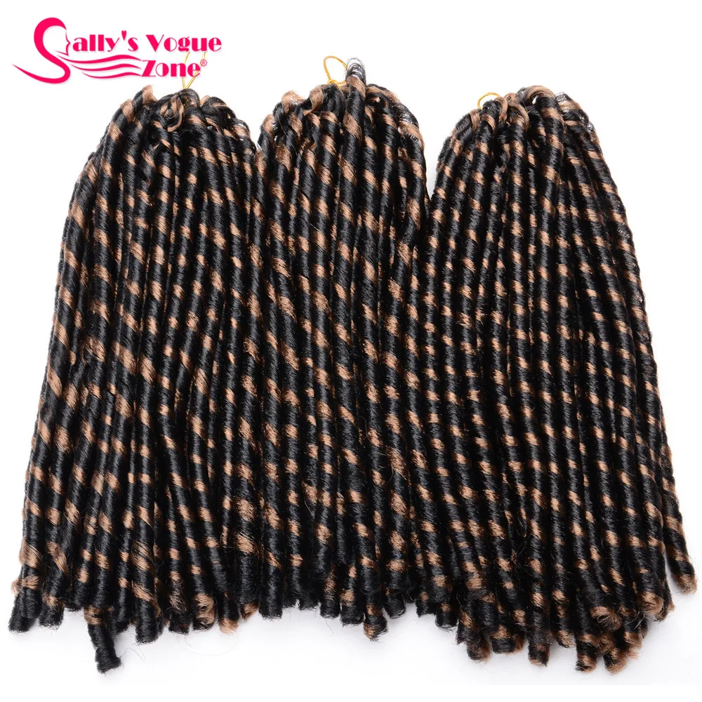 Sallyhair, 14 дюймов, 70 г/упак., вязанные крючком косички, синтетические косички, для наращивания волос, афро, прически, мягкие, искусственные Локи, коричневый, черный, толстый, полный