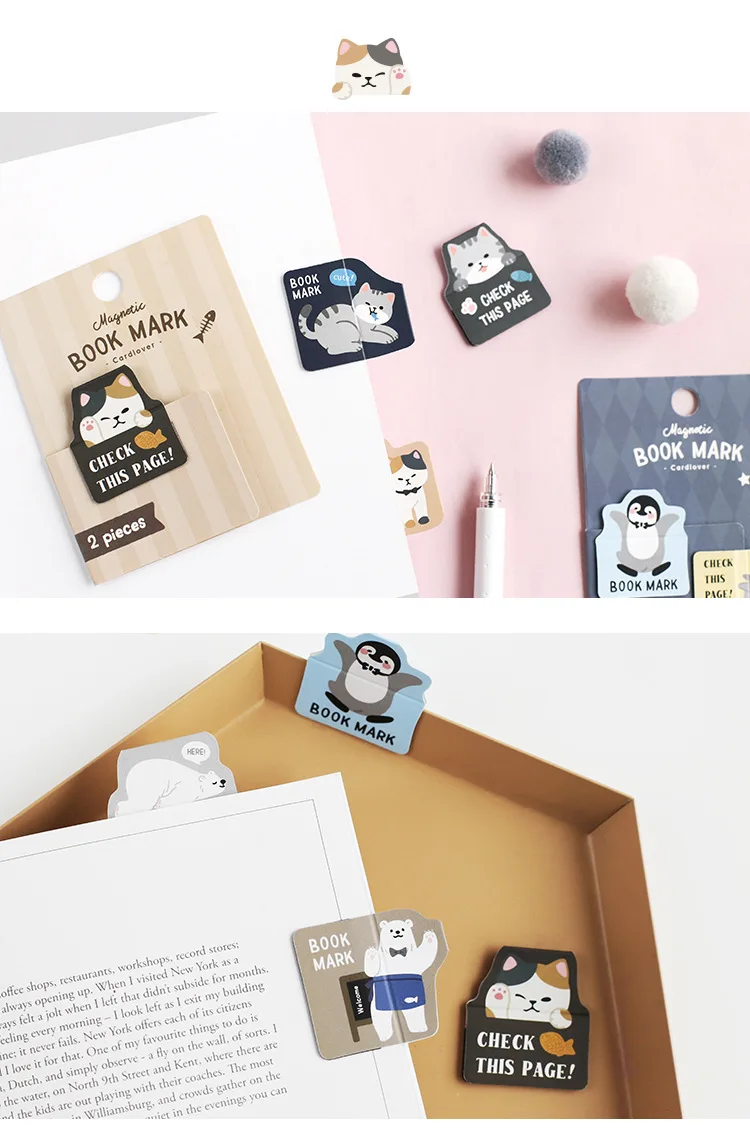 2 шт./компл. Kawaii Косплей Shiba кошка Животные магнитная закладка для книги книга держатель подарок школьные принадлежности холодильник Стикеры