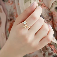 punk 2020 fashion ring twisted crystal leaves wishful flowers open lady ring wholesale sales anel cristal ring for girls kids