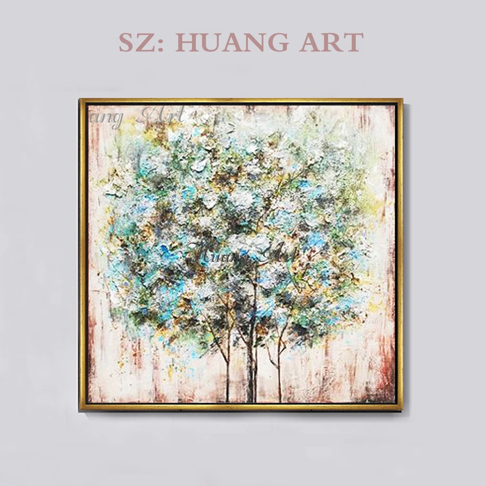 

Hand-painted oil painting tree Modern minimalist living room sofa background wall decorative painting hanging painting on canvas
