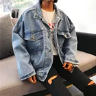 Джинсовое пальто FEITONG для женщин, в стиле бойфренда, ретро, в ковбойском стиле, свободное, повседневное, куртка женская