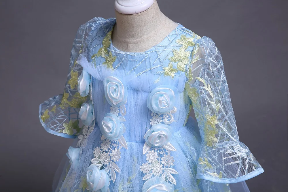 

Flower Girl Wedding Bridesmaid Ball Party Petal Embroidery Dress Princess Children First Attended Exchange Banquet Dress