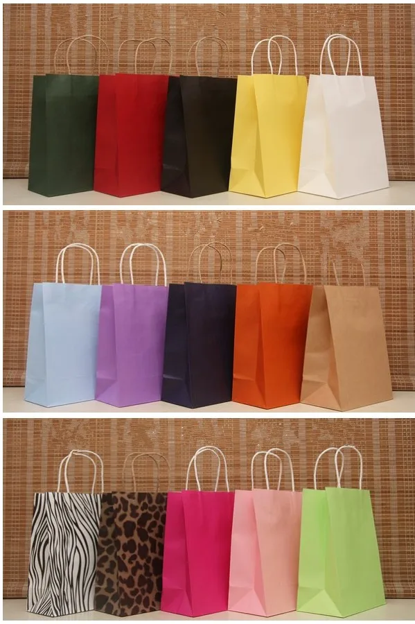 

Zilue 40pcs/lot Size 27x21x11cm Gift Paper big paper Bags Recyclable Kraft Package clothing Kraft Paper bag shopping Bags