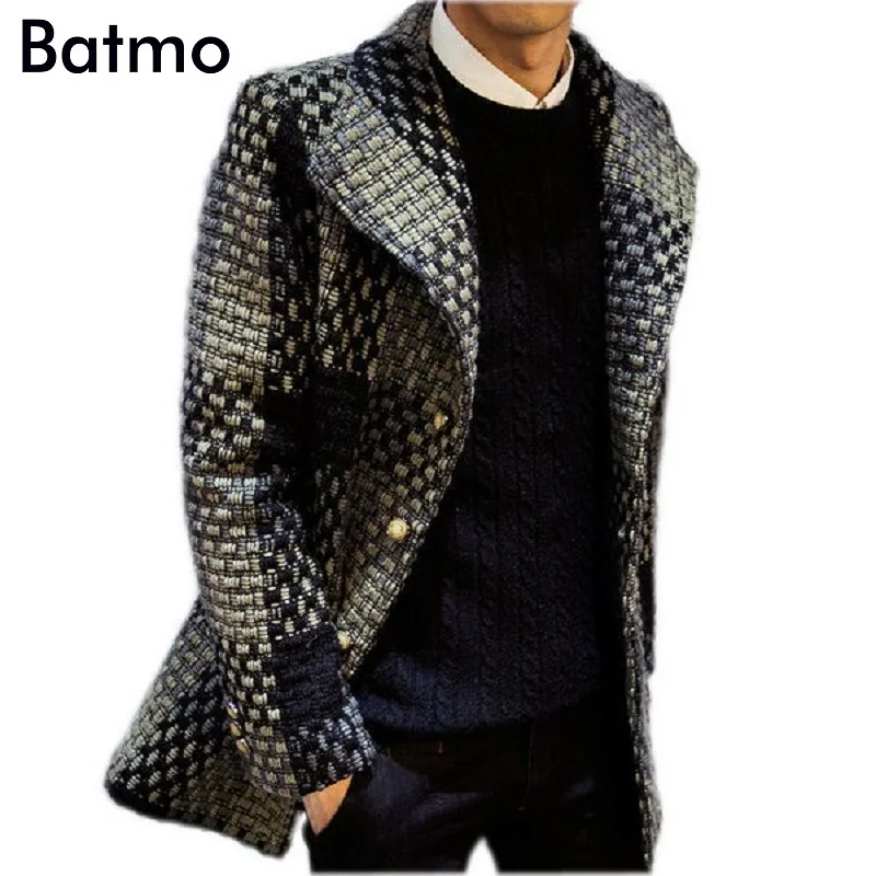 2018 зимнее мужское однобортное пальто мужская верхняя одежда клетчатое