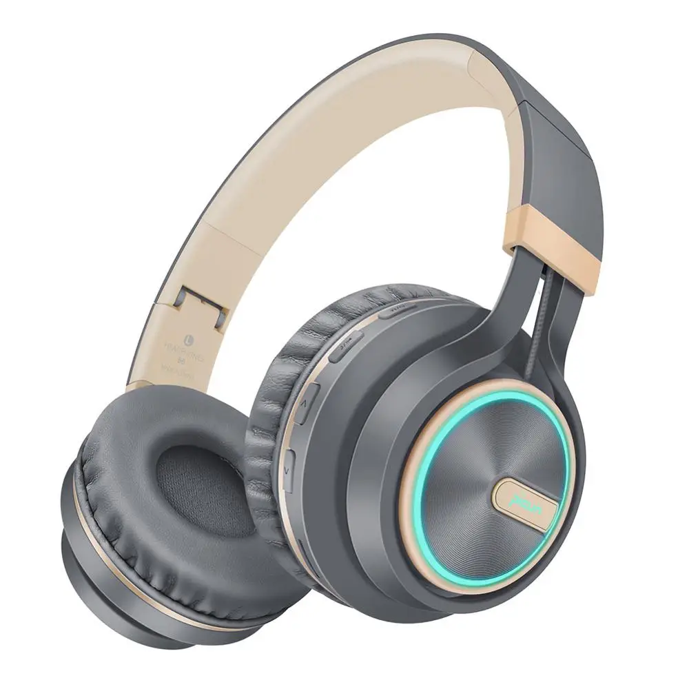 Grey Gold Новые Bluetooth наушники, беспроводные наушники с микрофоном, складная гарнитура, регулируемые наушники 12 h, время воспроизведения для телефона, планшета, телевизора, ПК - Цвет: Grey Gold