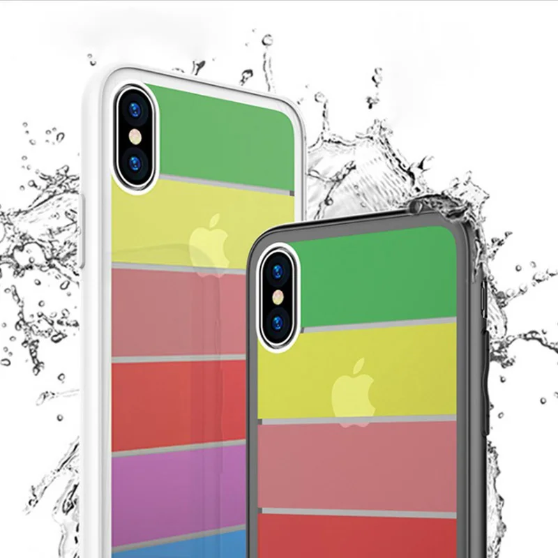 Радуга 9 H закаленное Стекло чехол для iPhone Xs Max Xr X 8 7 Plus мягкий TPU бампер кожного