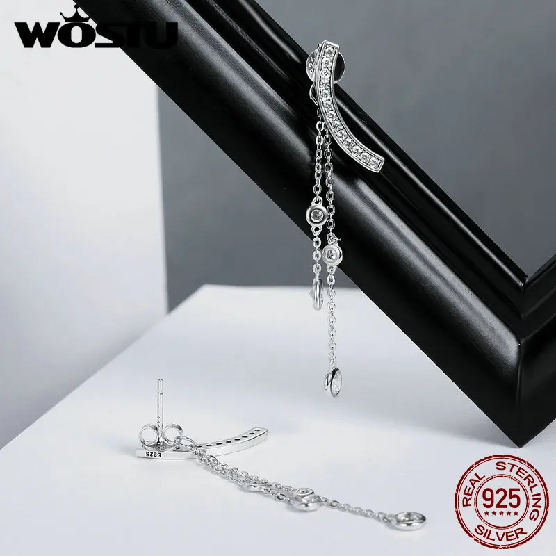 WOSTU Новое поступление 100% Стерлинговое Серебро 925 пробы Висячие легкие длинные