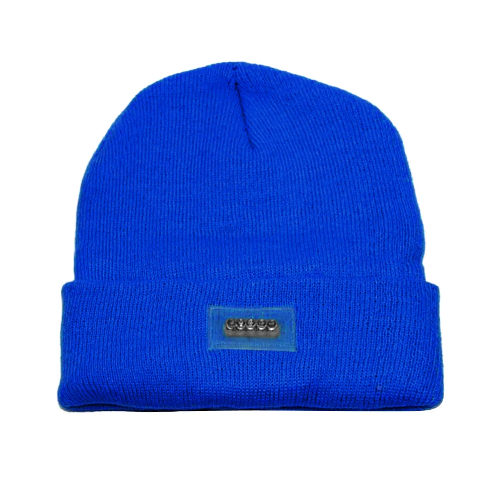Royal blue Уличная зимняя теплая вязаная шапка 5 головной убор со светодиодами для рыбалки охоты кемпинга кепки для бега Вязание шерстяное шляпа с USB - Цвет: Royal blue