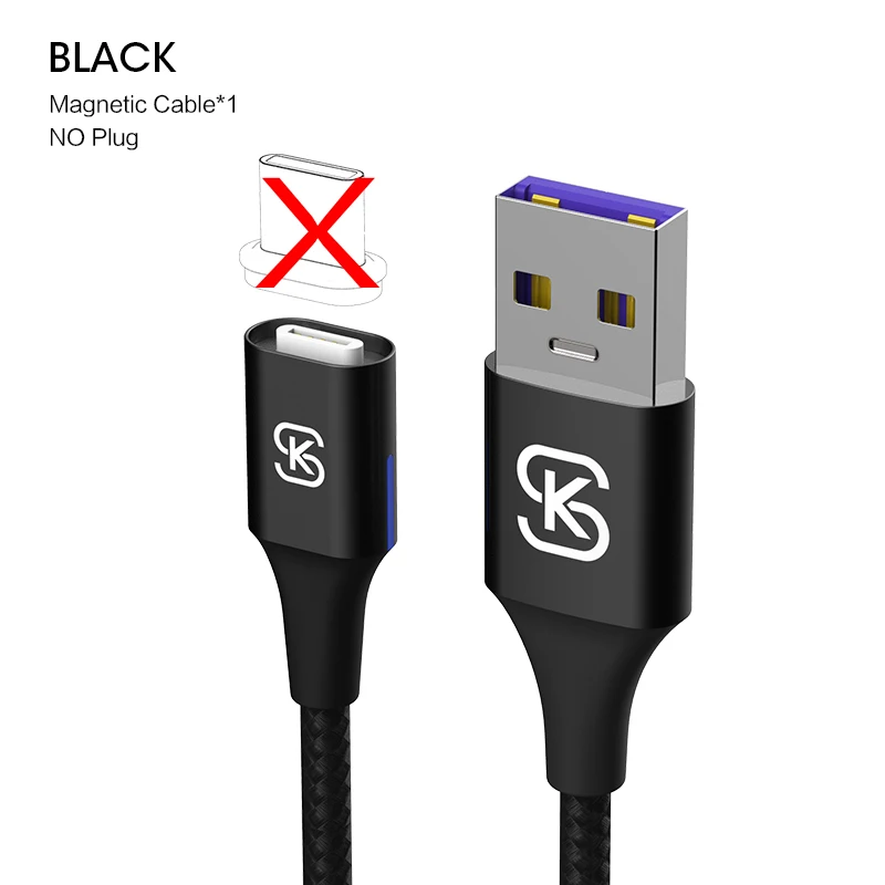 only cable black Магнитный зарядный usb-кабель USB type C супер быстрый 5A для huawei p20 lite huawei mate 20 Pro Honor 10 V20 телефон в автомобиле SIKAI - Цвет: only cable black