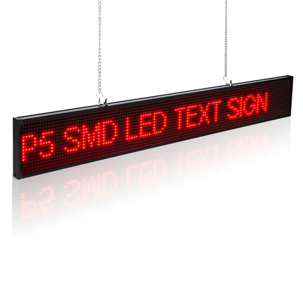 82CM SMD P5 Indoor Window Wireless LED Sign Red Scrolling Message display Board Usb and cell phone WiFi editing message