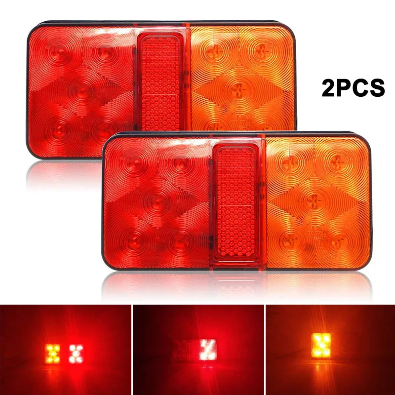 

Hot 2Pcs 10 LED Truck Turn Signal Lights Waterproof Trailer Tail Reverse Brake Light BX