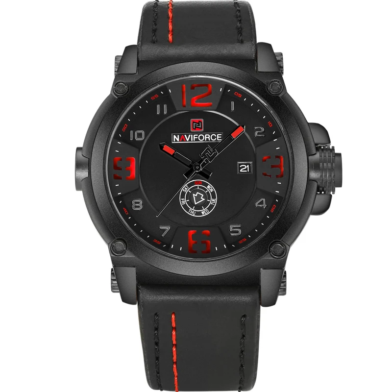 Новая мода Для мужчин S Часы naviforce militray Спорт кварцевые Для мужчин часы кожа Водонепроницаемый мужской Наручные часы Relogio Masculino