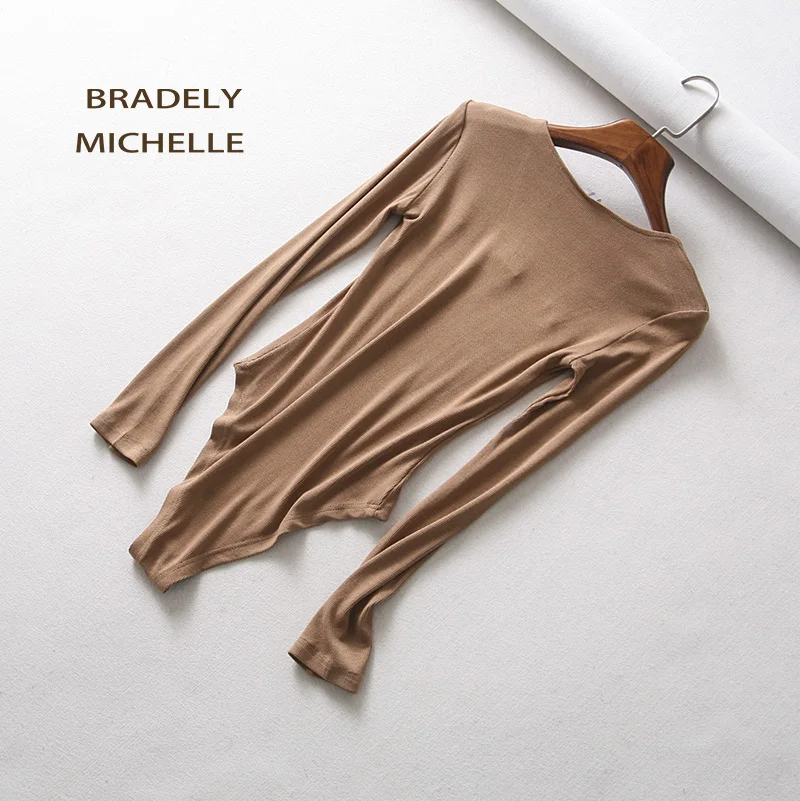 BRADELY MICHELLE сексуальные женские тонкие хлопковые топы с длинным рукавом, боди со скрытой пуговицей
