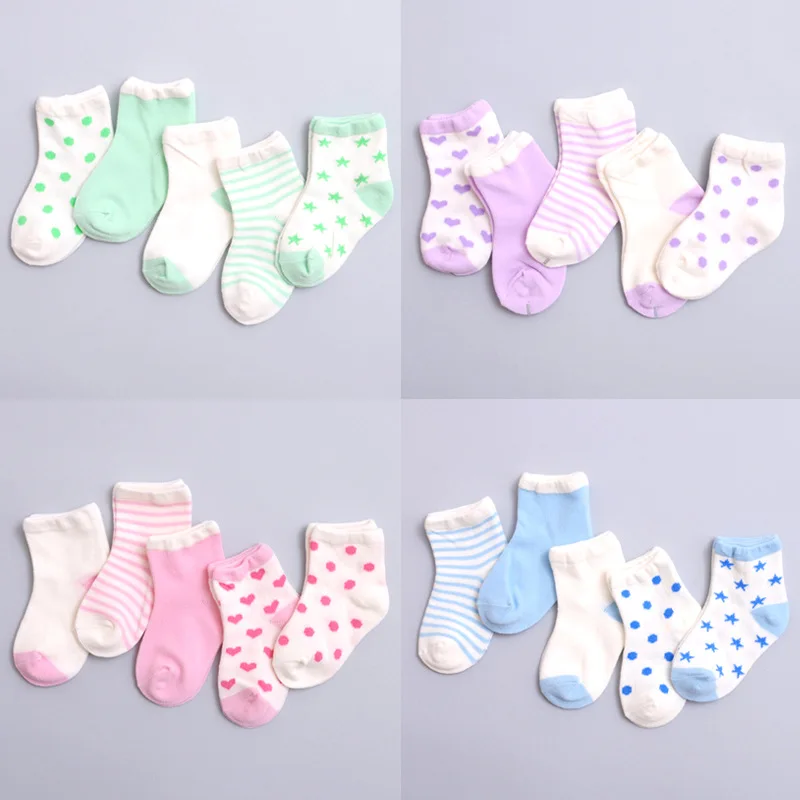 5 Pairs/Lot Baby Socks Lot Cotton Cute Animal Image With Silicone Soles Non-Slip Floor LL105 | Детская одежда и обувь