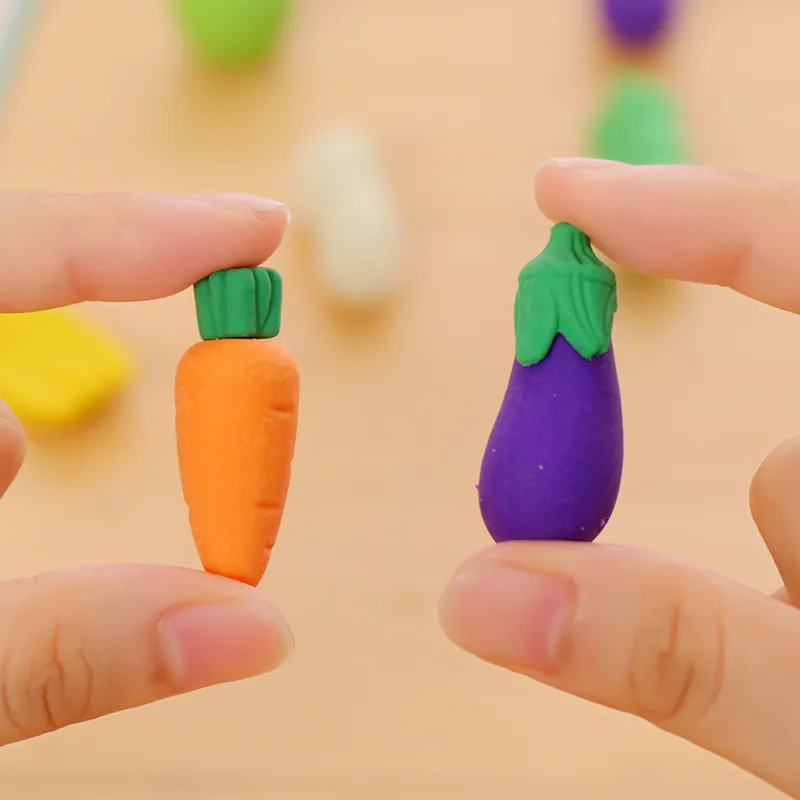 4 шт./лот милые Креативные овощи фрукты карандашный ластик с застежкой-молнией