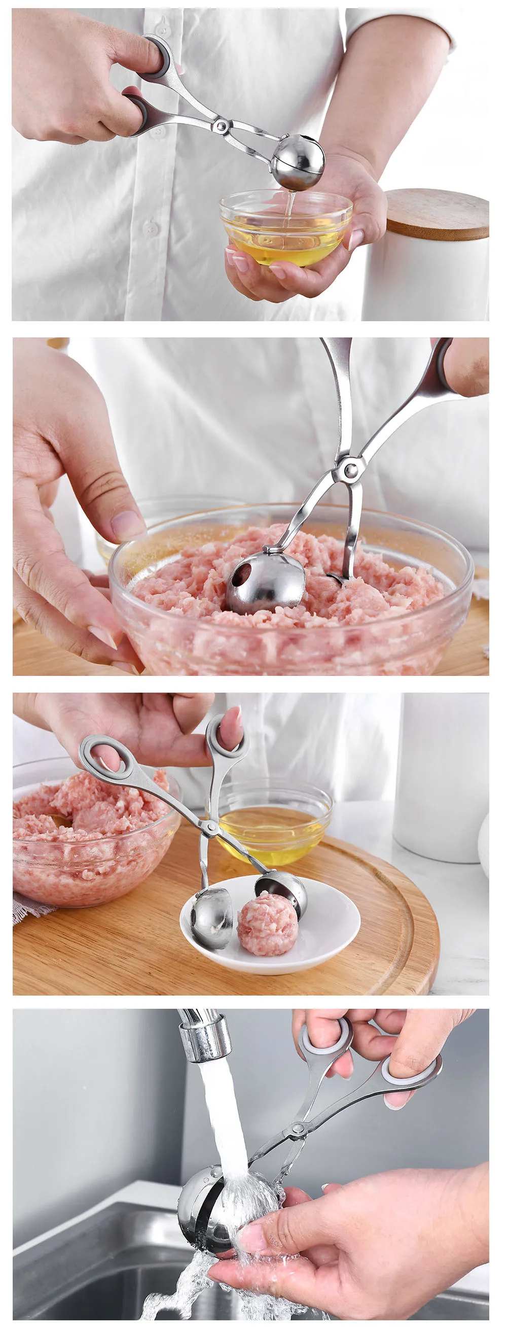 Кухонный Meatball чайник из нержавеющей стали инструменты для мясной промышленности и птицеводства DIY мясо рыбы шариковая Фрикаделька пресс-формы
