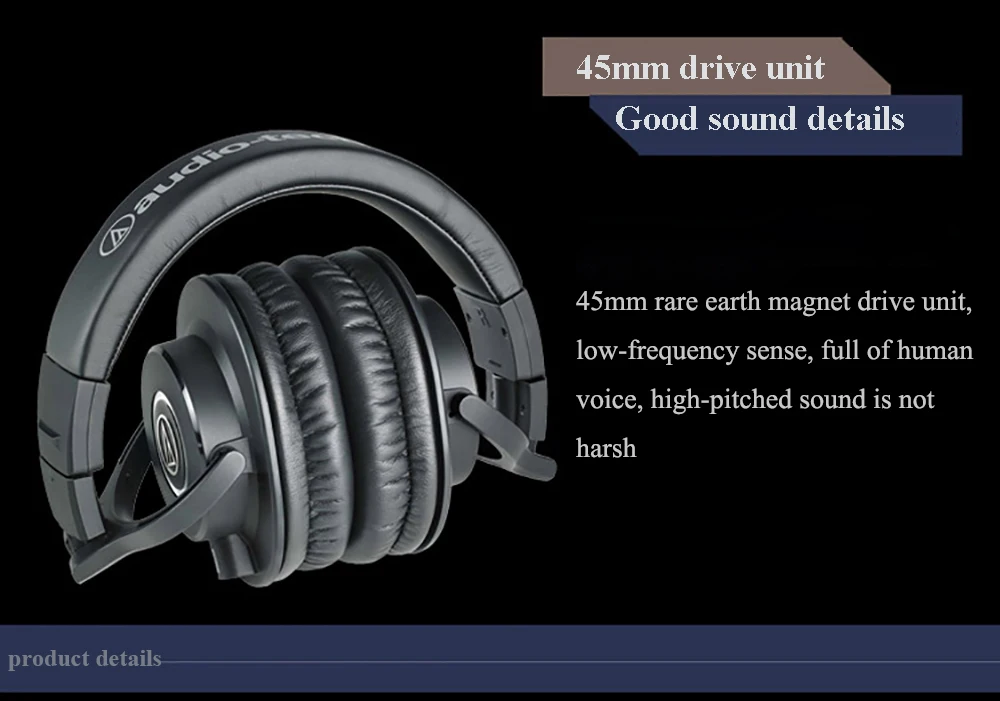Оригинальные Audio-Technica ATH-M50x, профессиональные мониторные наушники, закрытые сзади, динамические Накладные Наушники Hi-Fi, складные наушники G