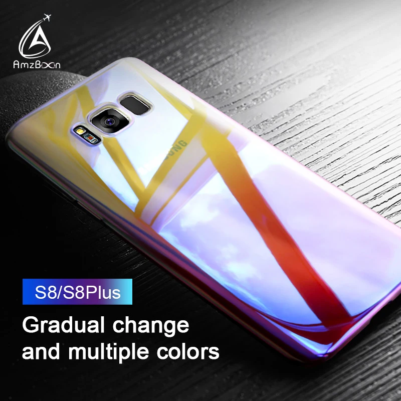 Amzboon Case For Samsung Galaxy S8 Plus luxury Aurora Gradient Color Transparent S7 Edge Hard PC light Cover |