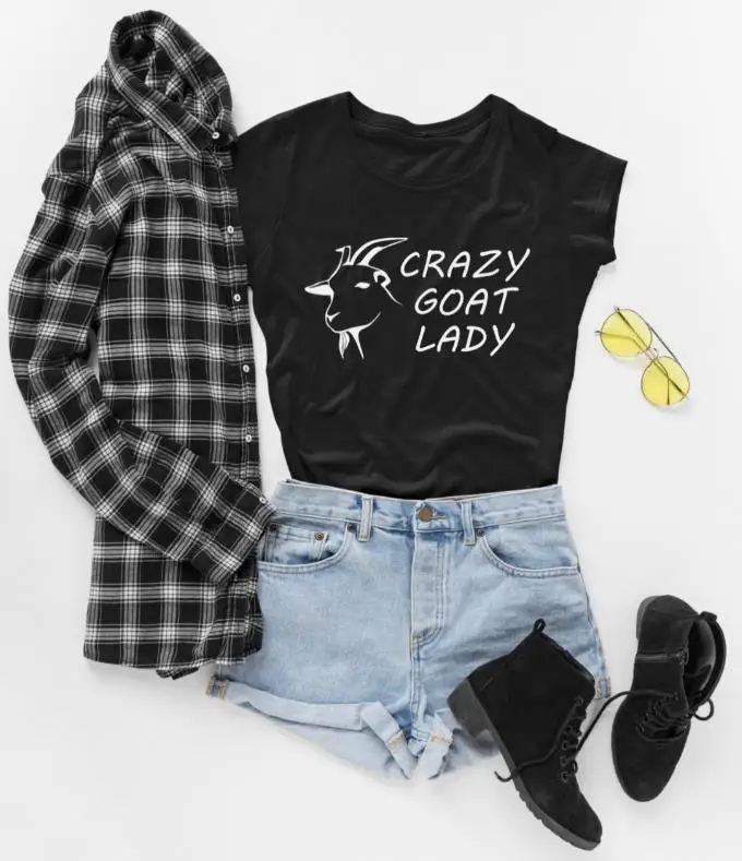 Женская футболка с принтом Crazy Goat хлопковая Повседневная забавная для девушек