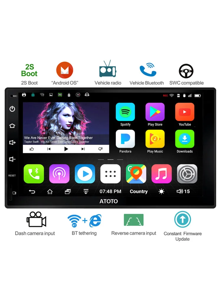 ATOTO A6 двойной din Android Автомобильный gps навигатор стерео плеер/2 x Bluetooth/A6Y2710S 1G/16G Мультимедиа Радио