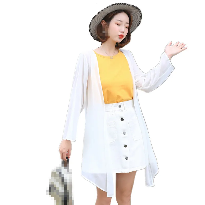 ZG1046 2020 spring and summer women's new fashion long sleeve chiffon cardigan sunscreen clothing cheap wholesale | Женская одежда