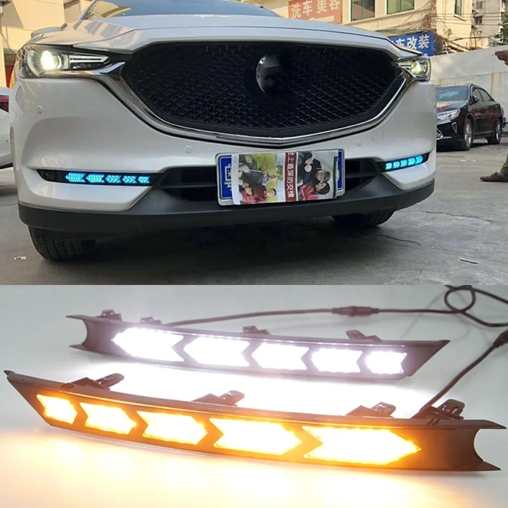 1 комплект 12V для Mazda CX5 CX 5 2017 2018 219 2020 светодиодный DRL Дневной светильник с желтым